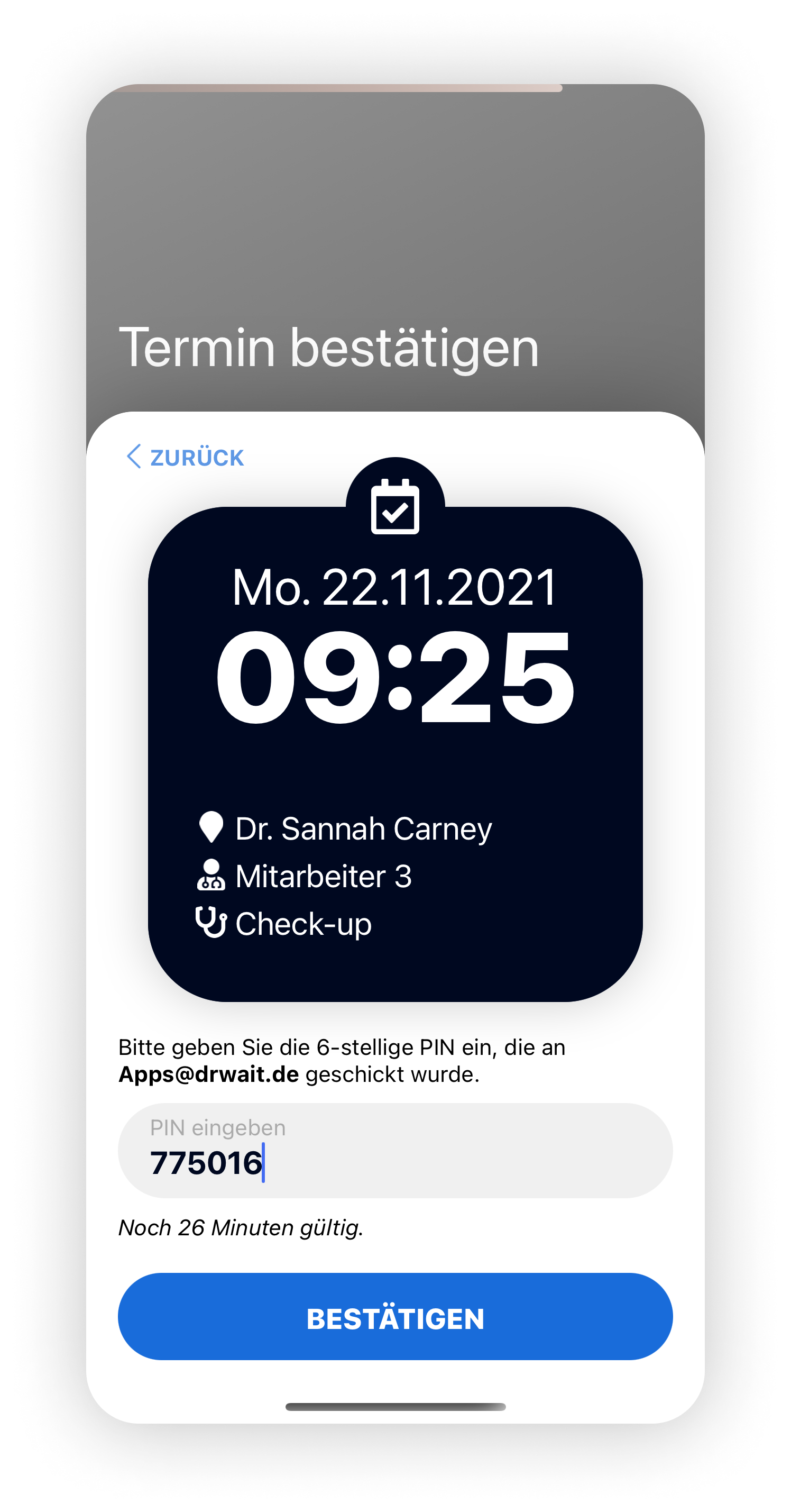 Bestätigung der Kontaktdaten