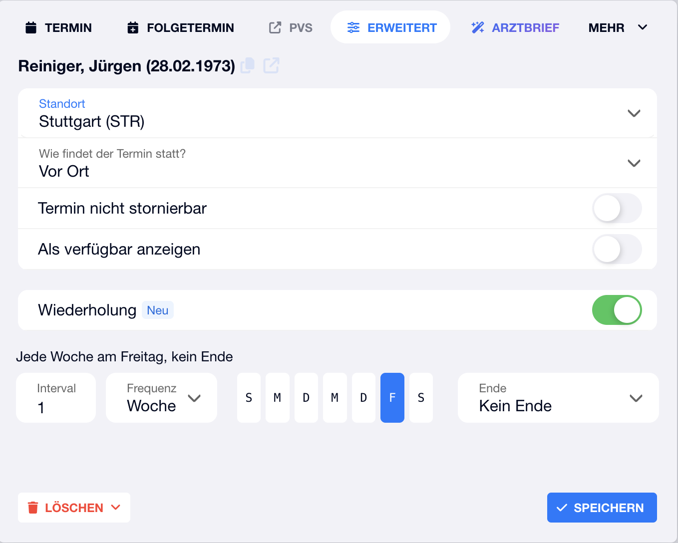 Dr.wait Kalender: Termindetails
