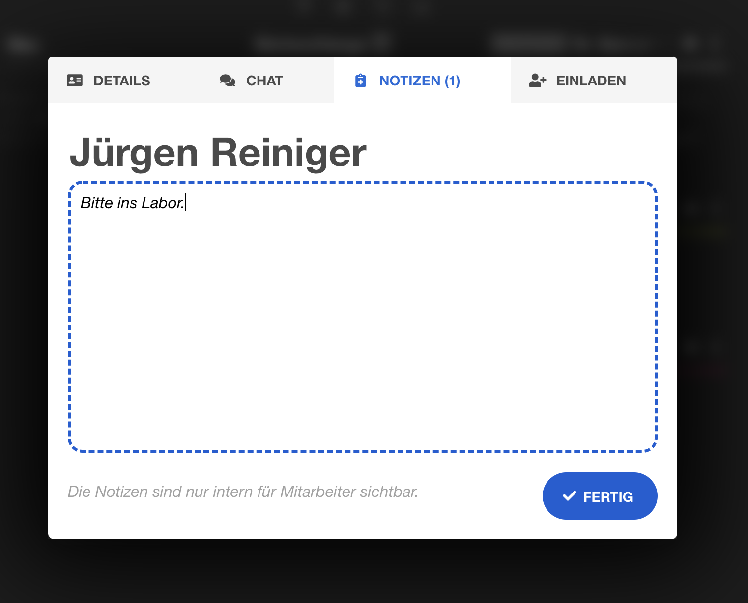 Notizen lassen sich im digitalen Wartezimmer speichern.