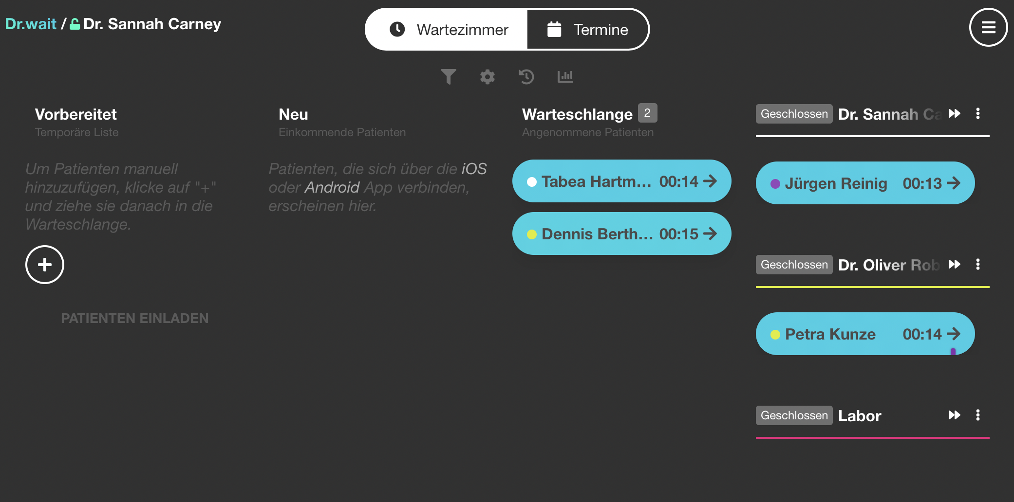 Der Wartezimmer-Manager des digitalen Wartezimmers Dr.wait