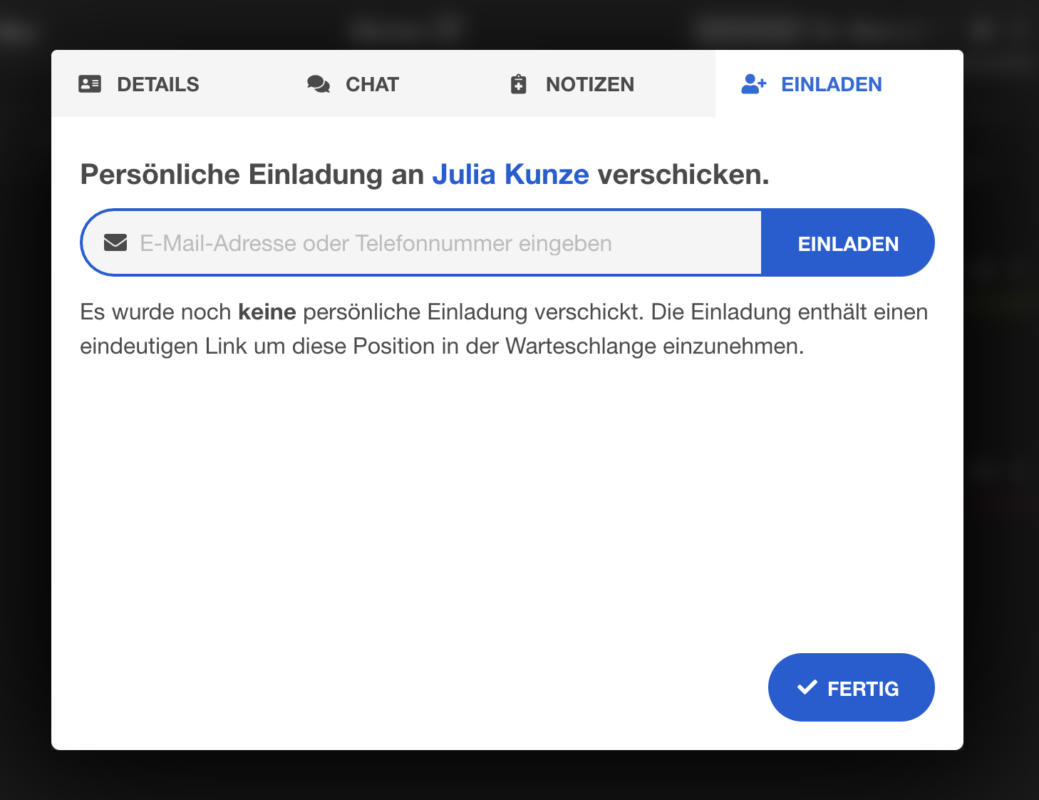 Die persönliche Einladung ins digitale Wartezimmer im Wartezimmer-Manager